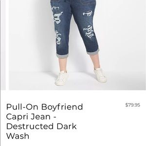 NWT Lane Bryant Pull On Boyfriend Capri
